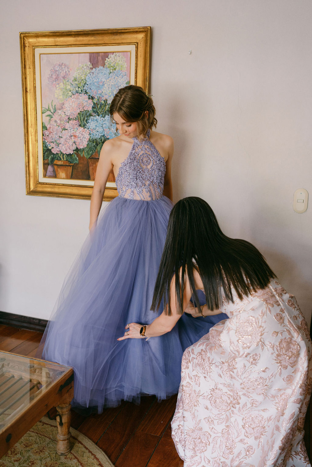 Quinceañera dress and getting ready for party