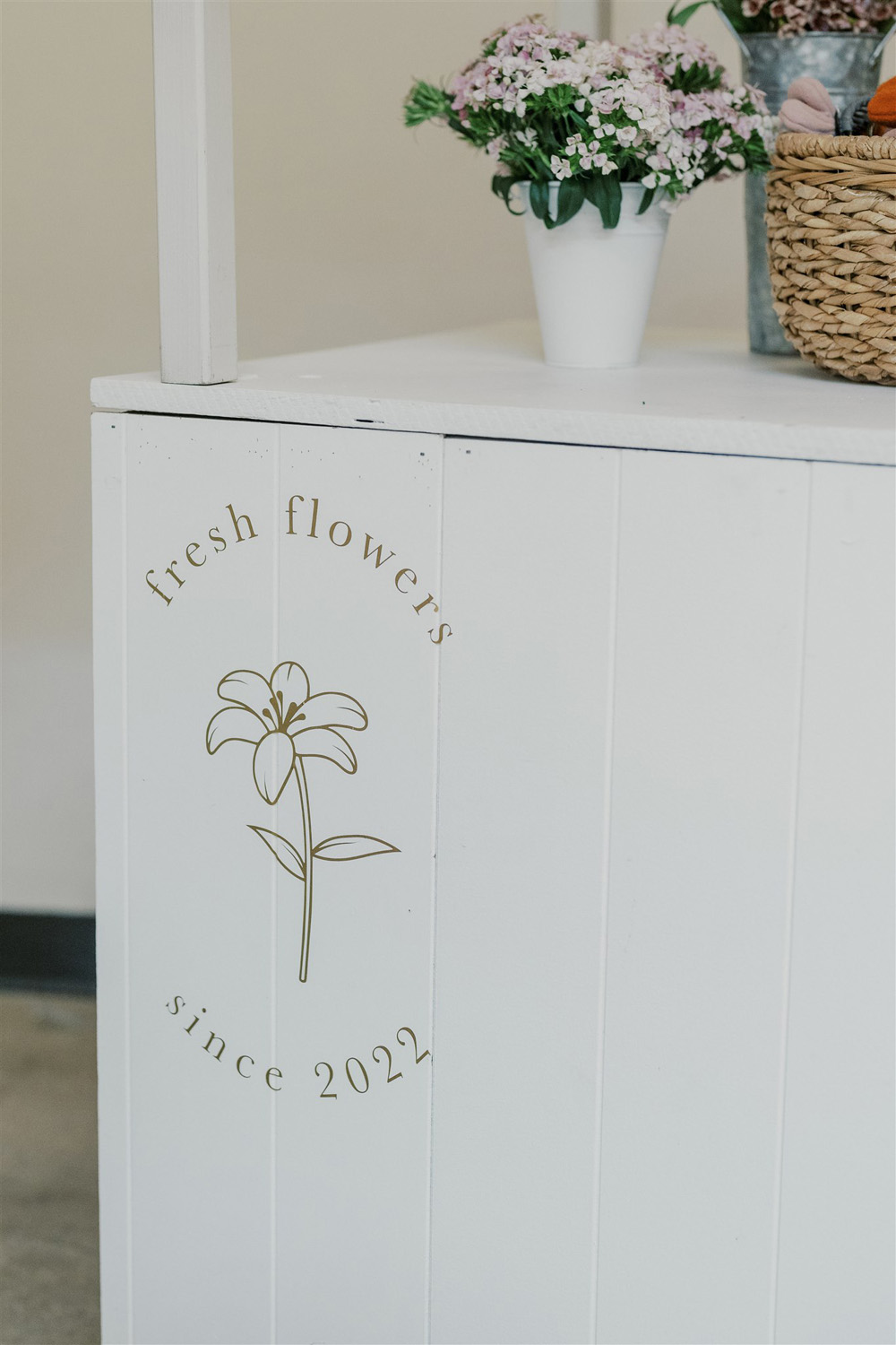 fresh flower since 2022 - first birthday flower cart