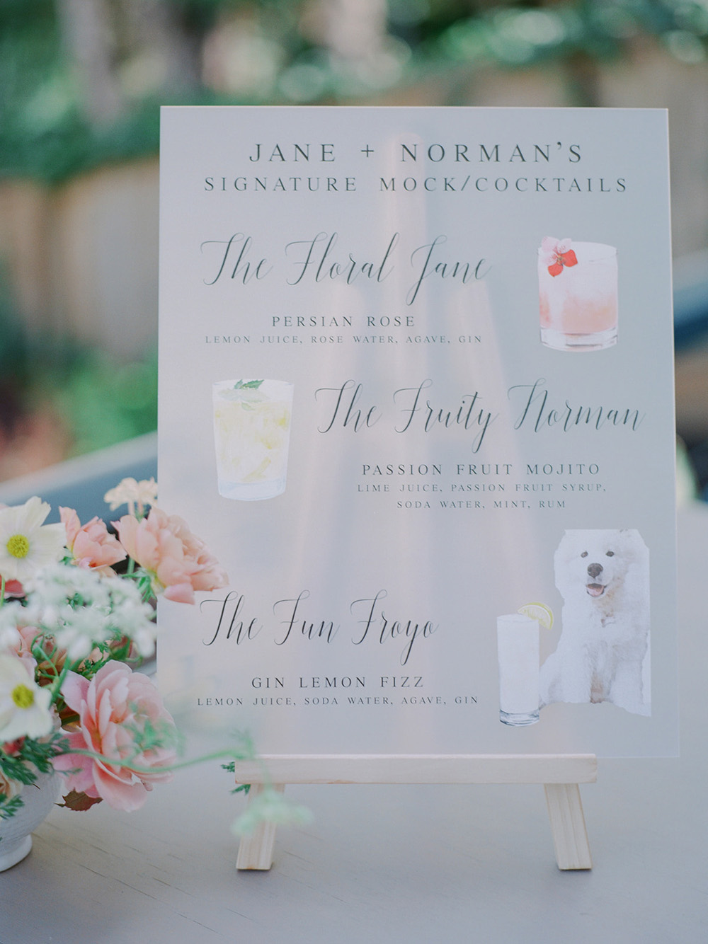 signature cocktails inspired by pets for wedding