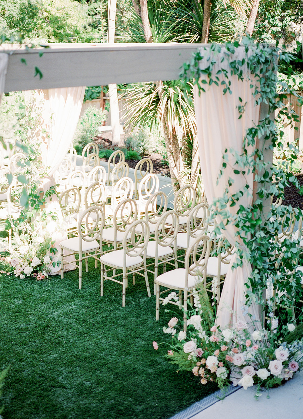 garden inspired backyard wedding ceremony