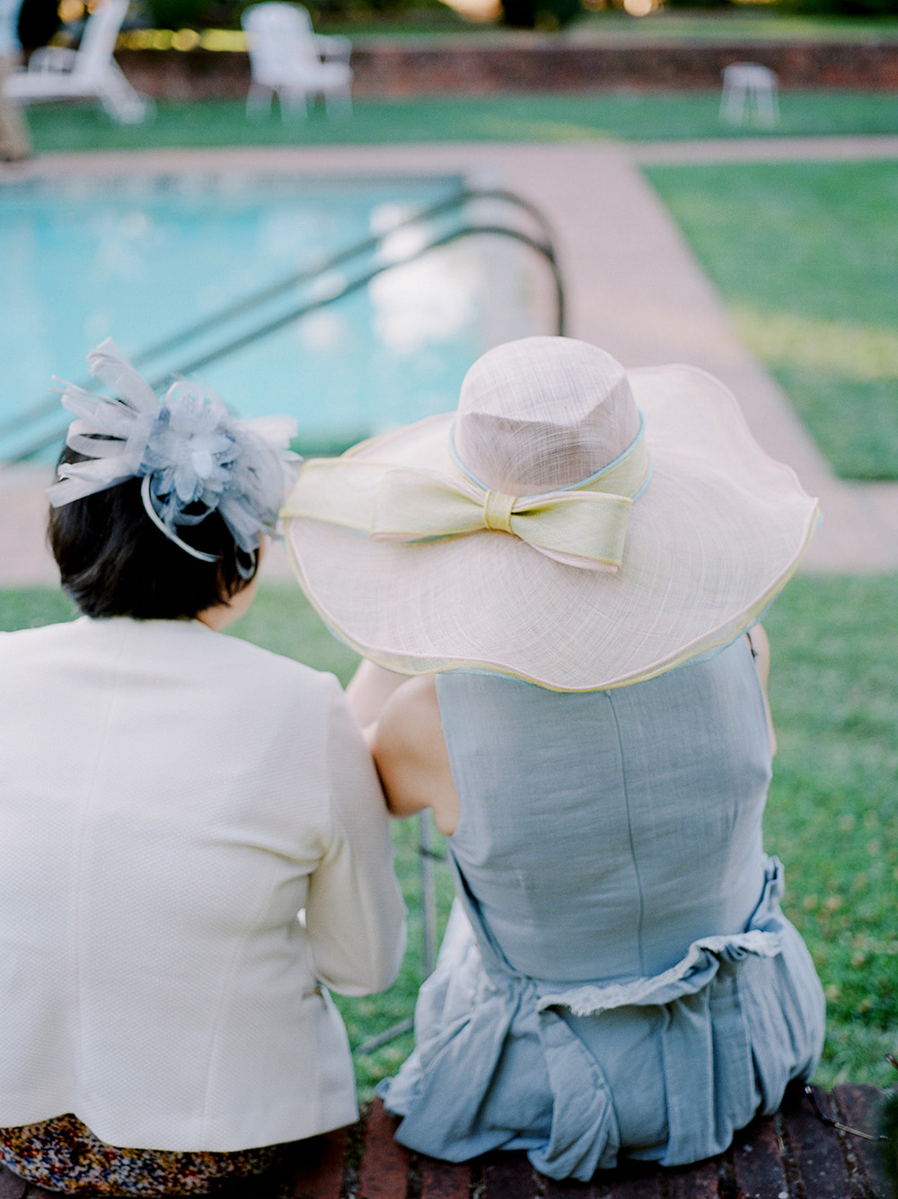 vintage hats at tea party wedding