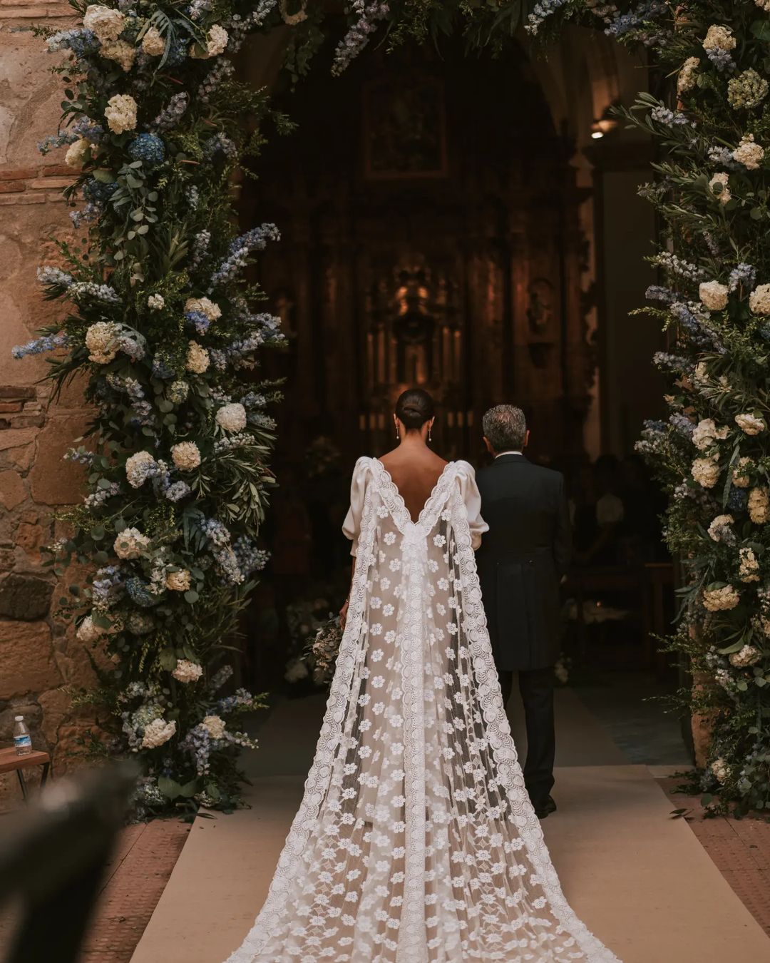 gorgeous floral wedding cape