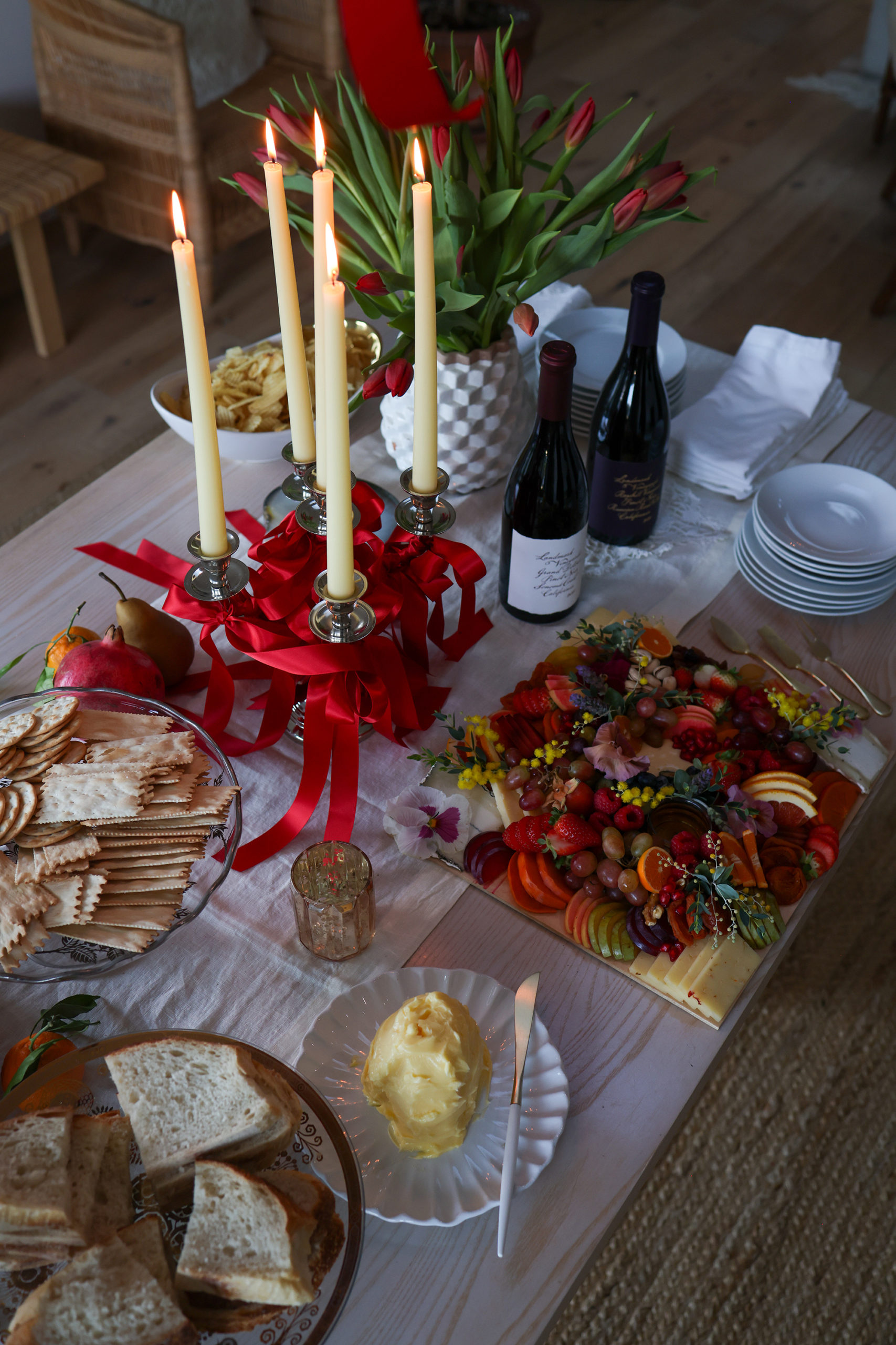 holiday progressive dinner party ideas with fruit and cheese plate