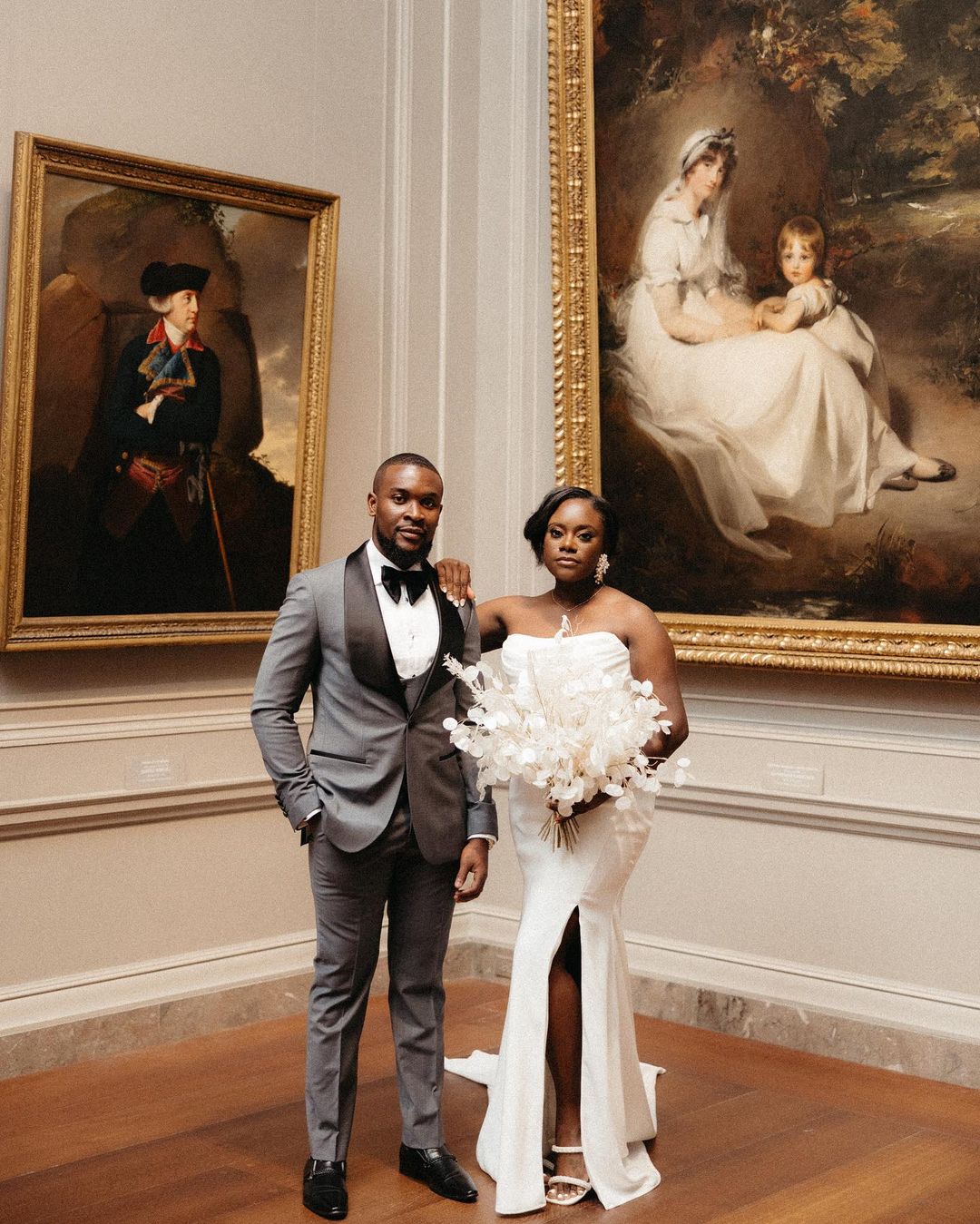 museum wedding portrait