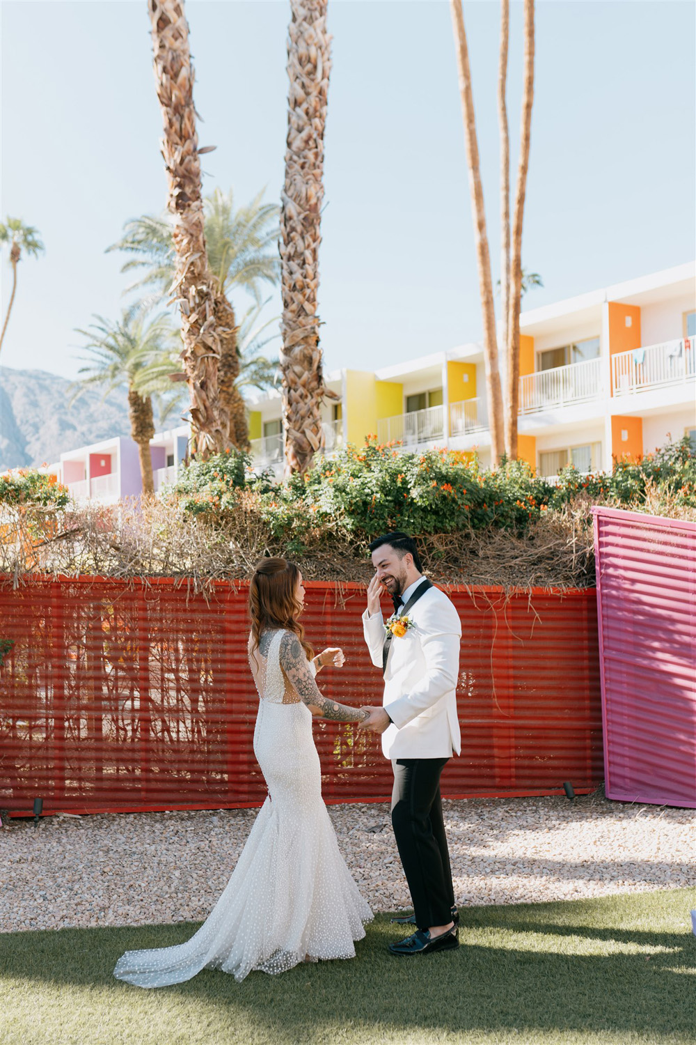 first look at The Saguaro wedding