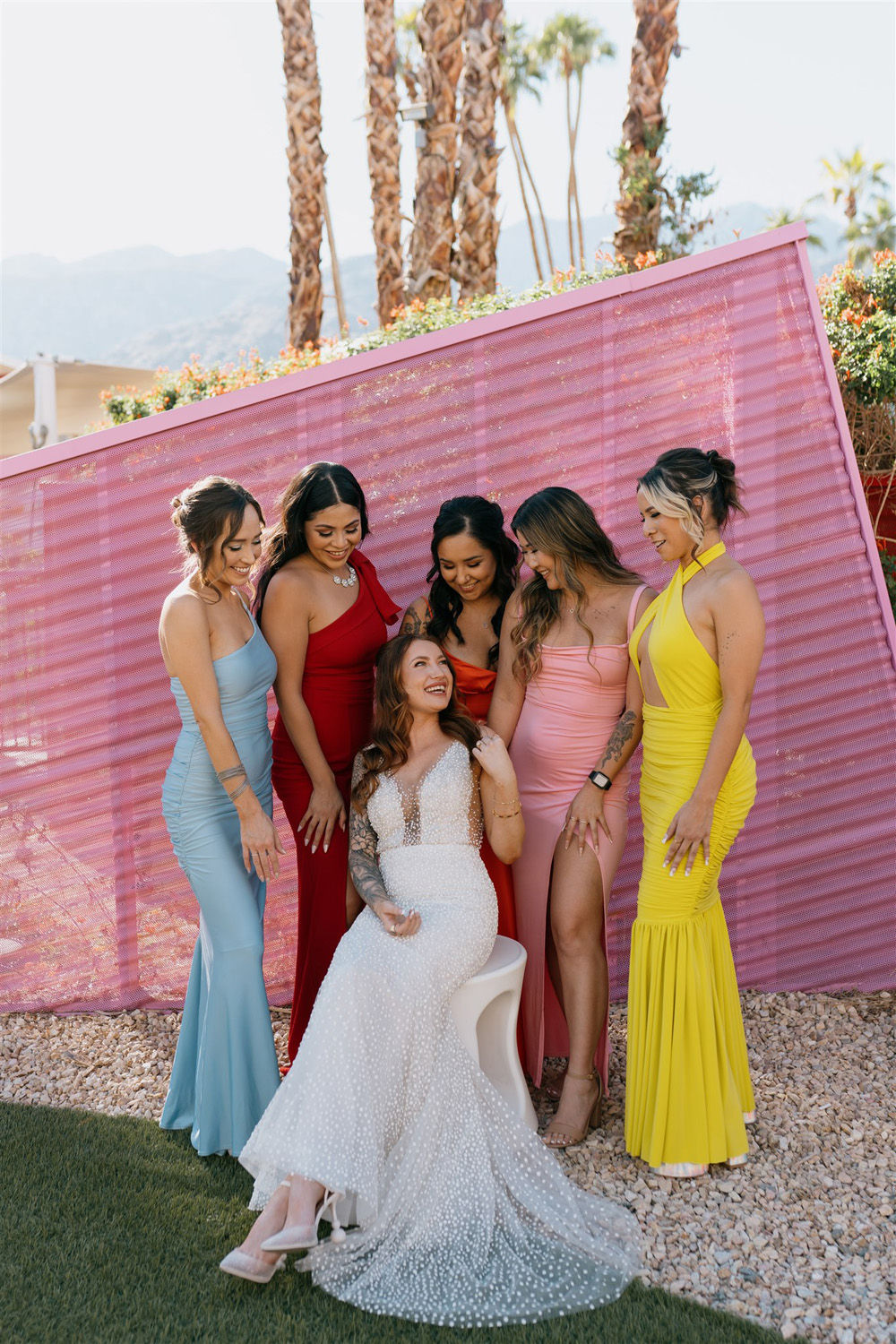 colorful rainbow bridal party