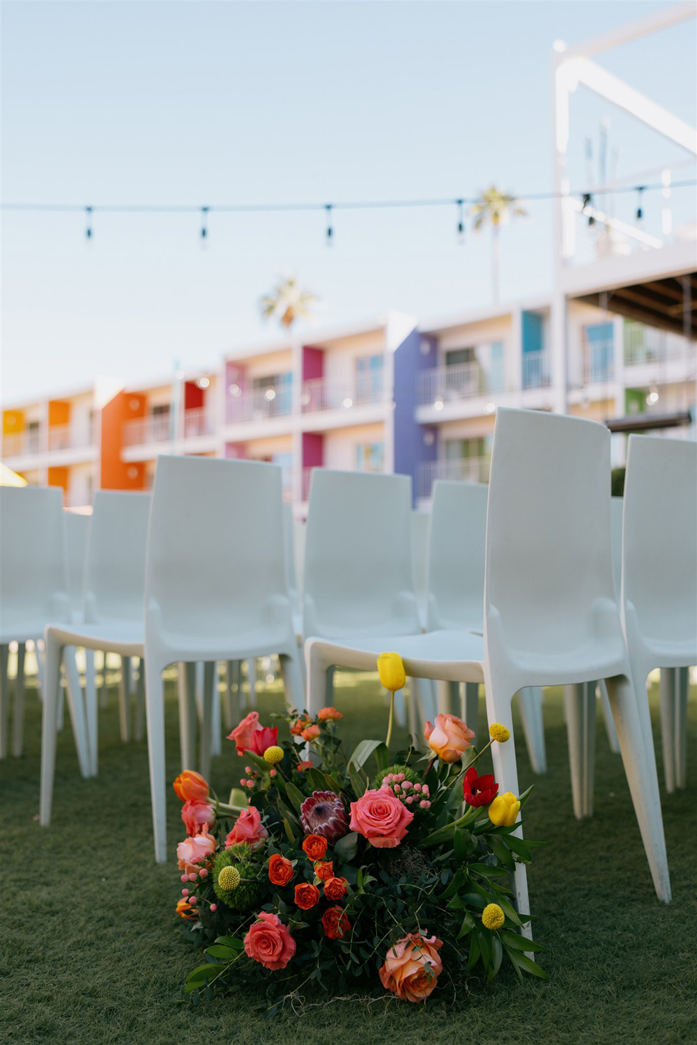 colorful wedding flowers at The Saguaro wedding