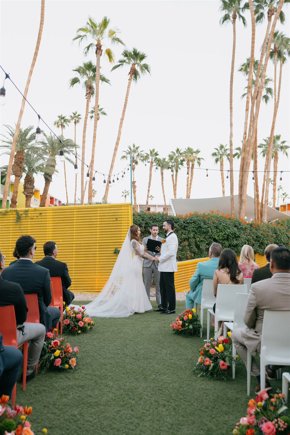 colorful wedding ceremony at The Saguaro Palm Springs