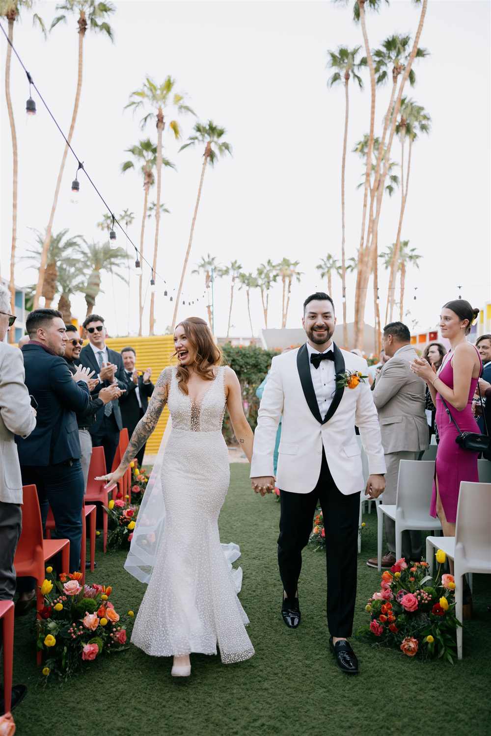 colorful wedding ceremony at The Saguaro Palm Springs