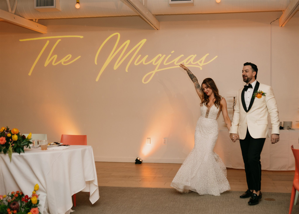 bride and groom reception entrance