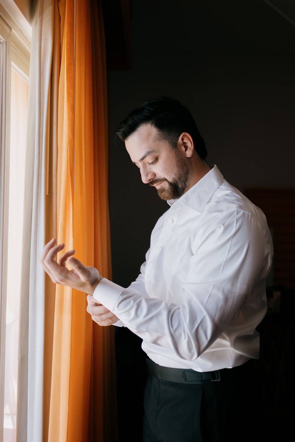 groom getting ready at The Saguaro Palm Springs