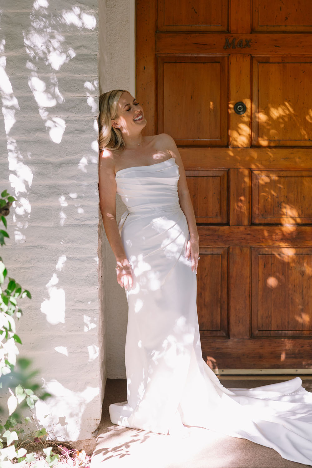 Palm Springs bridal portrait wearing Ines Di Santo wedding dress