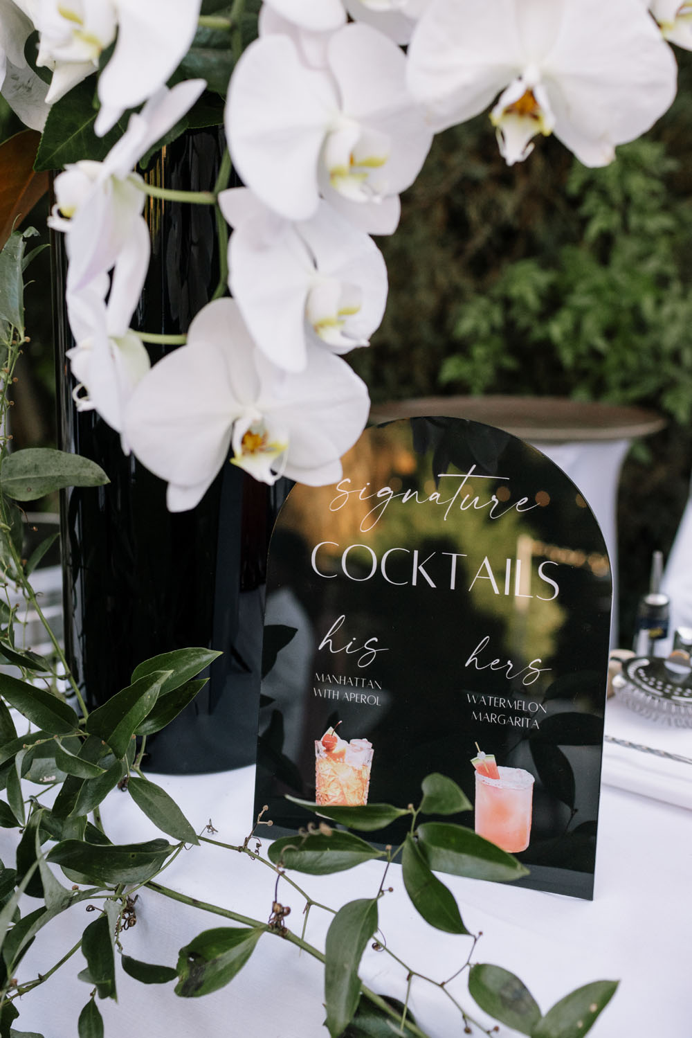 signature cocktail menu at wedding in Palm Springs