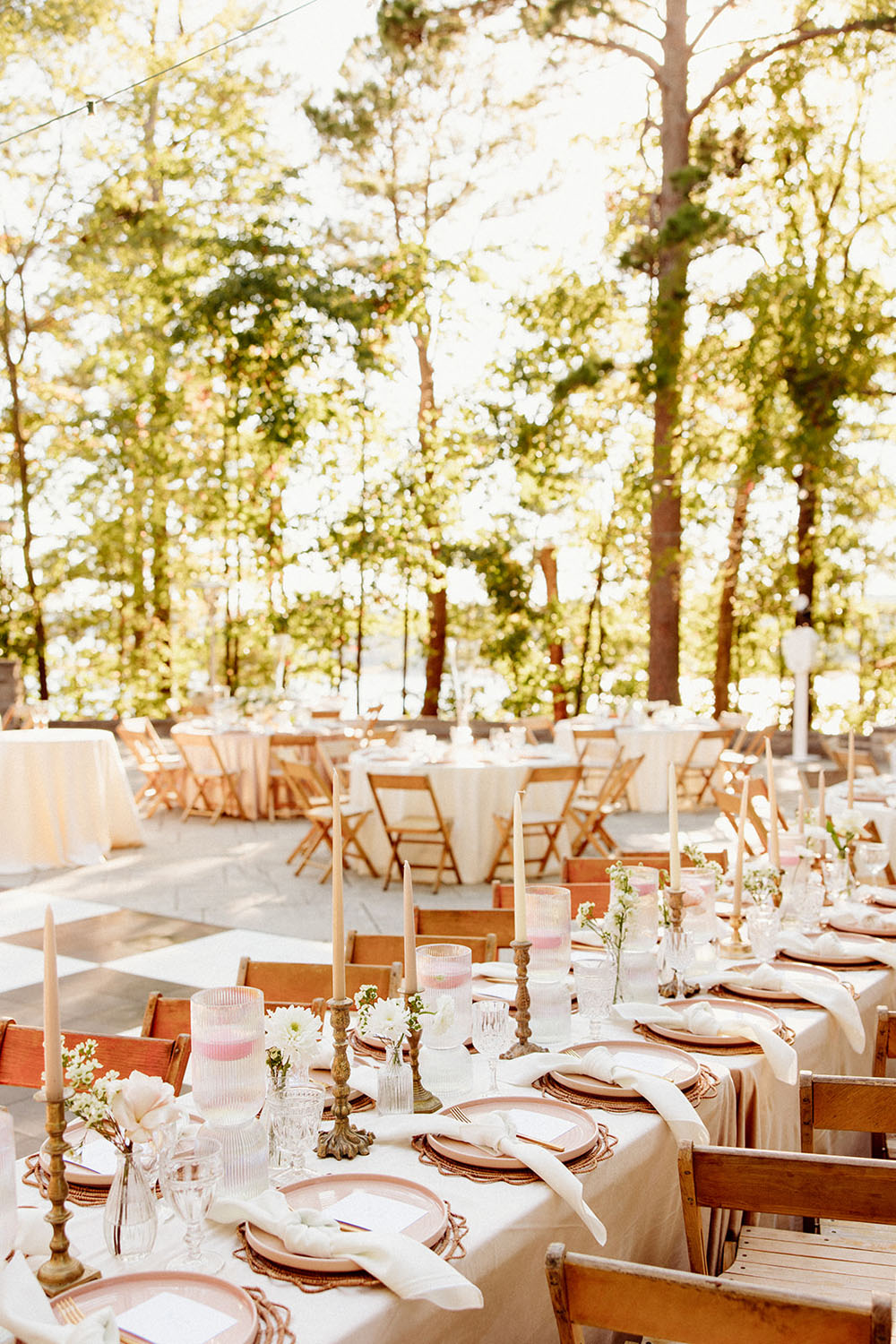 blush and rust fall wedding tablescape in Arkansas wedding