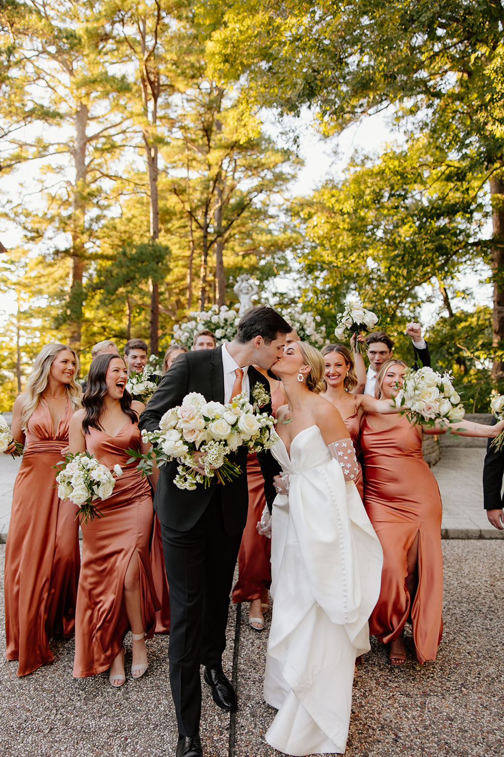 fall wedding party portrait