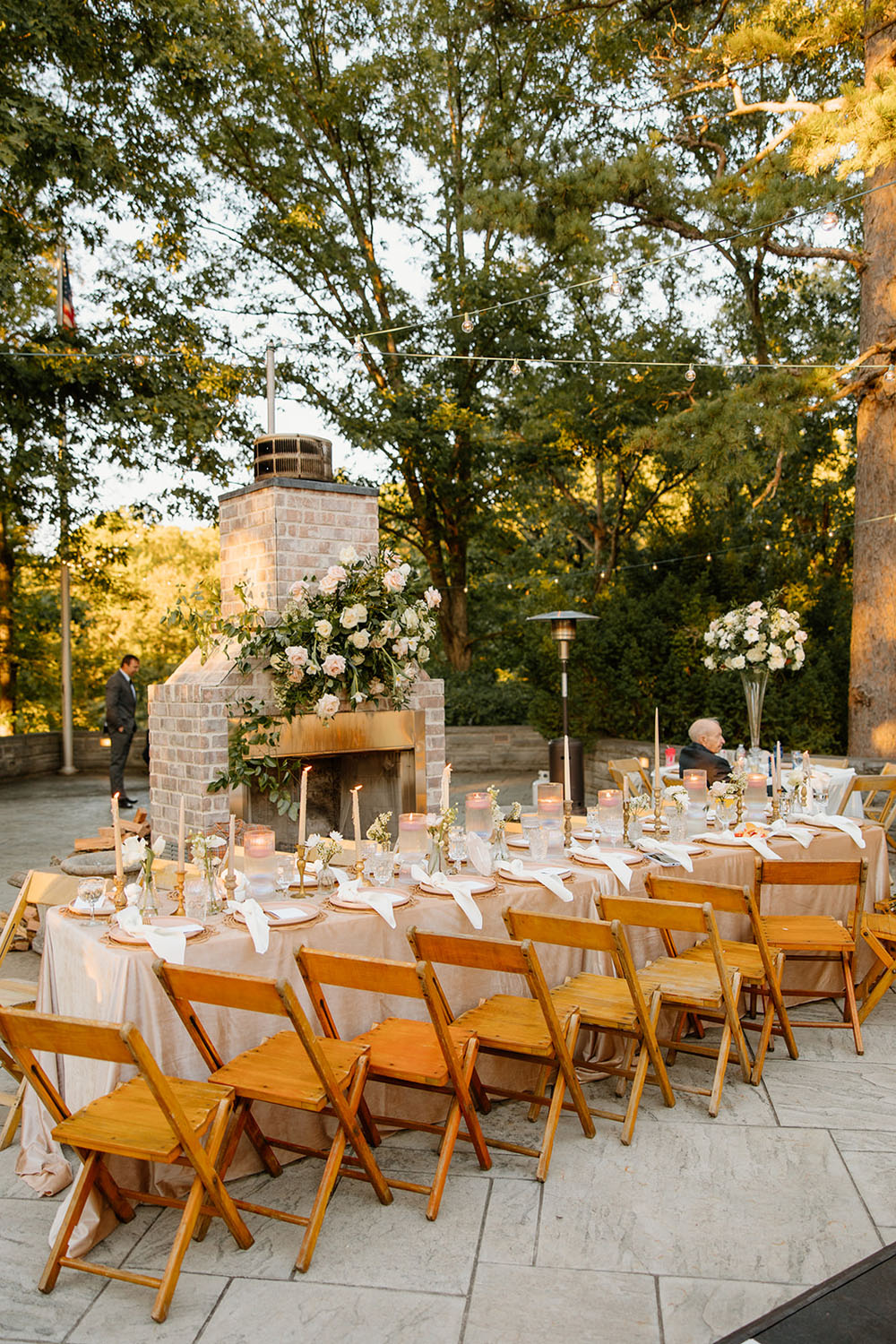blush and rust fall wedding tablescape in Arkansas wedding