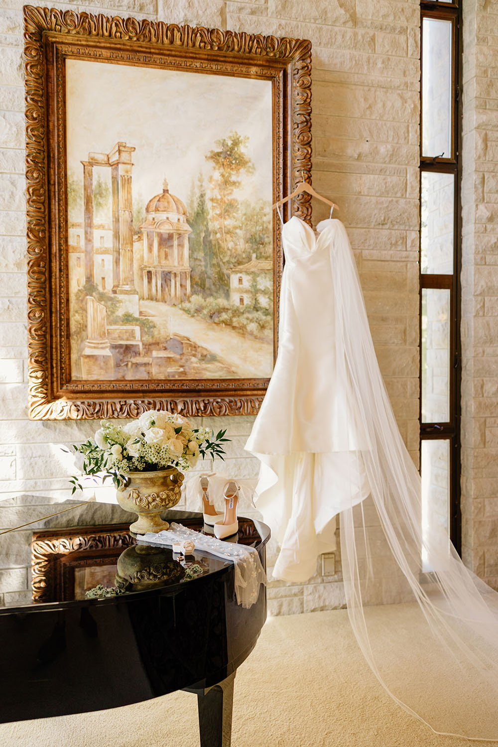 pronovias wedding gown at Greystone Estate Arkansas wedding