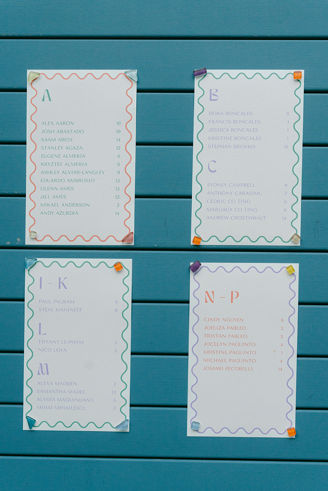 colorful seating chart idea for cute wedding in DTLA