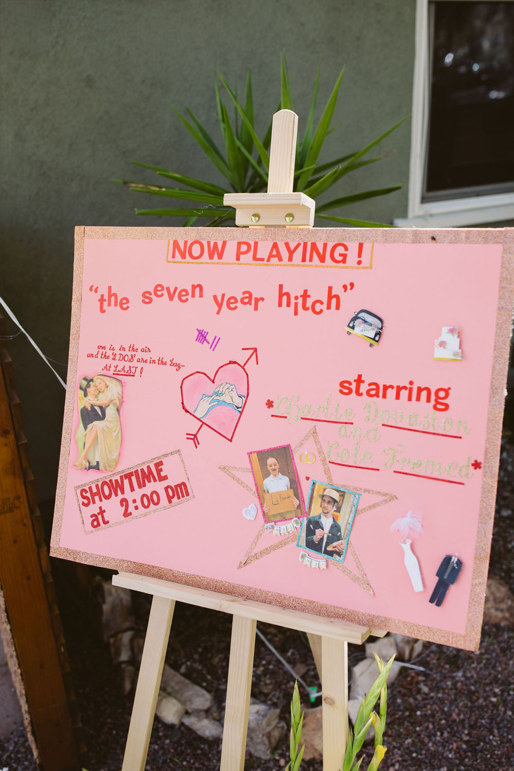 creative pink wedding welcome sign