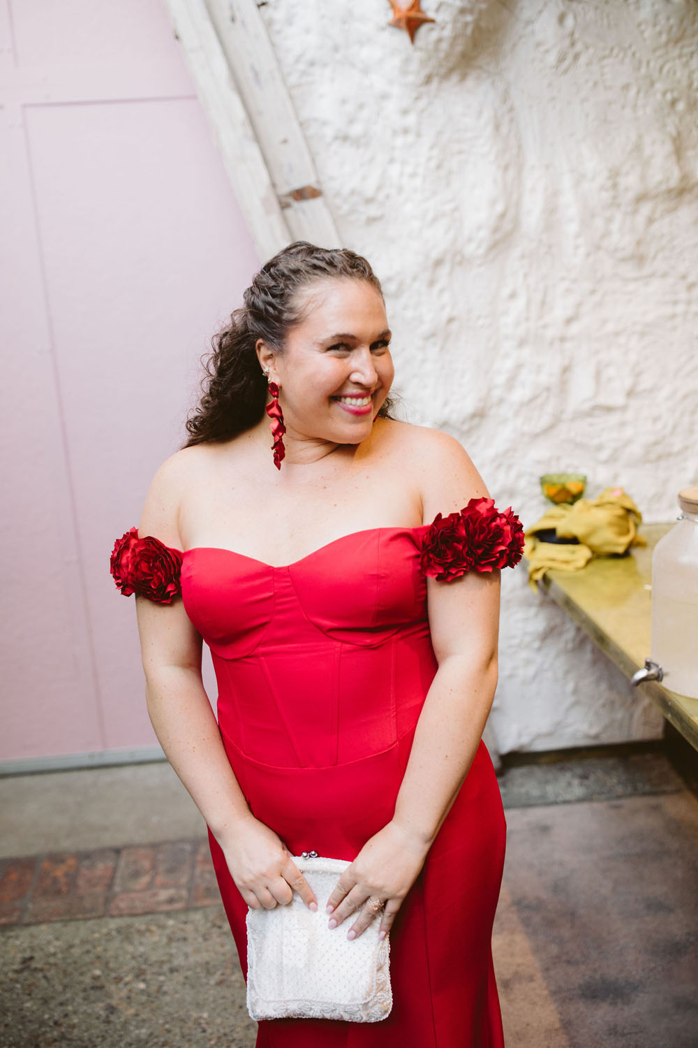 red wedding guest dress