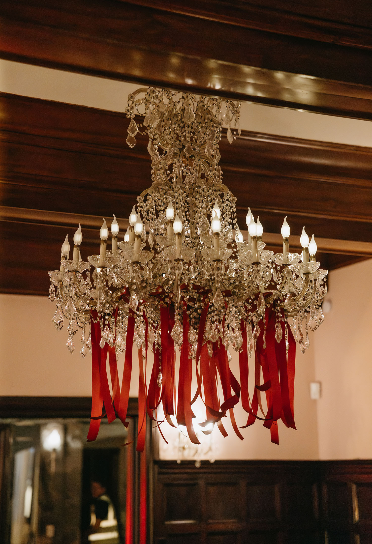 bows on chandelier