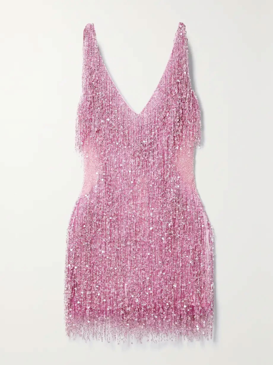 NAEEM KHAN Gatsby embellished tulle mini dress