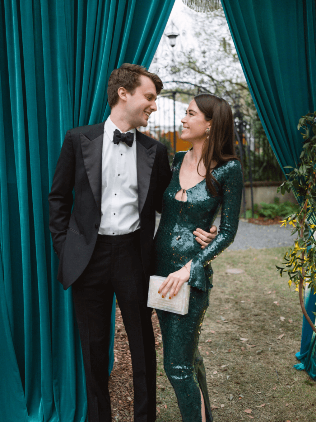 Formal wedding fashion at Black tie optional wedding