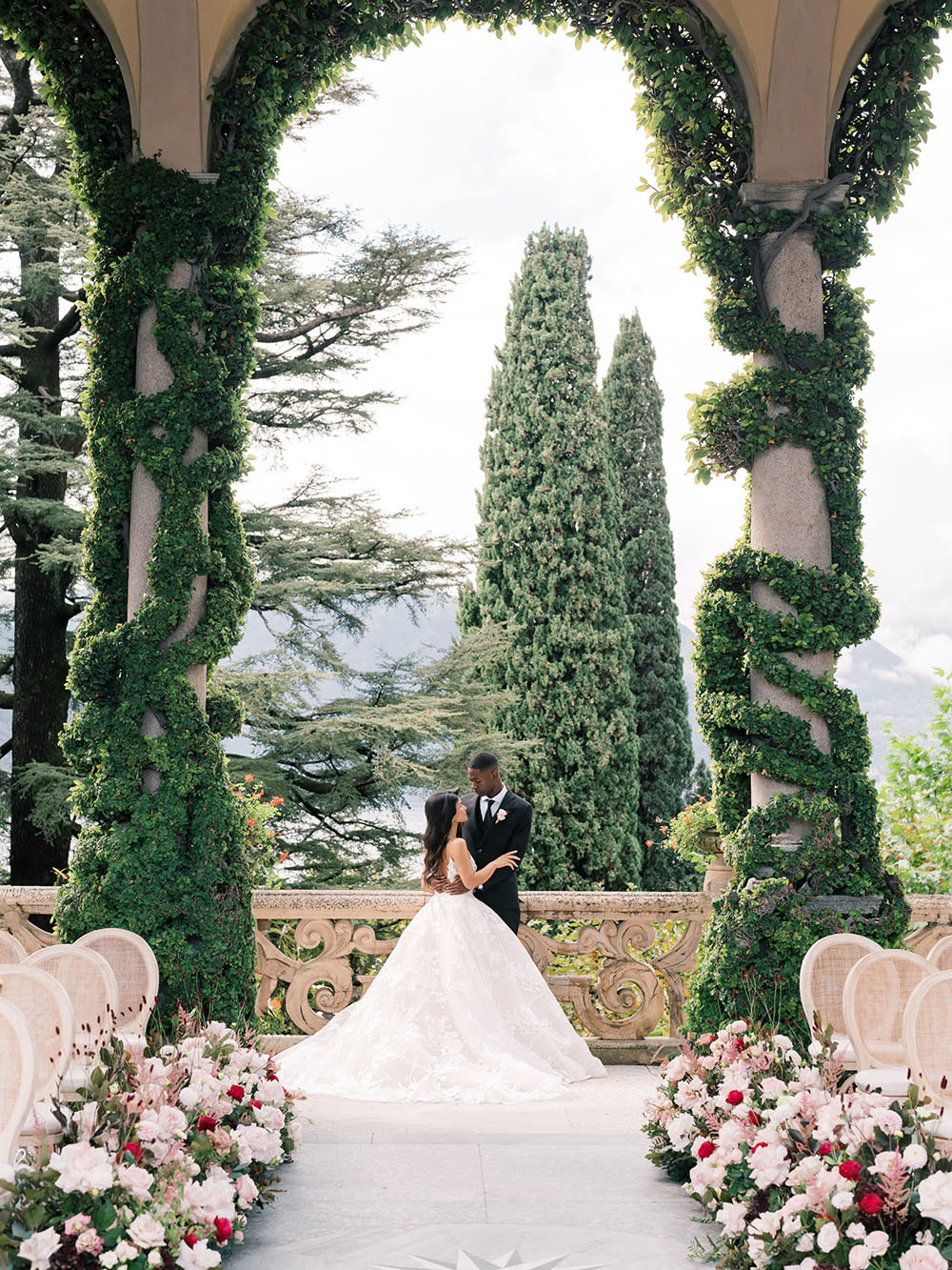 lush romantic wedding ceremony portrait