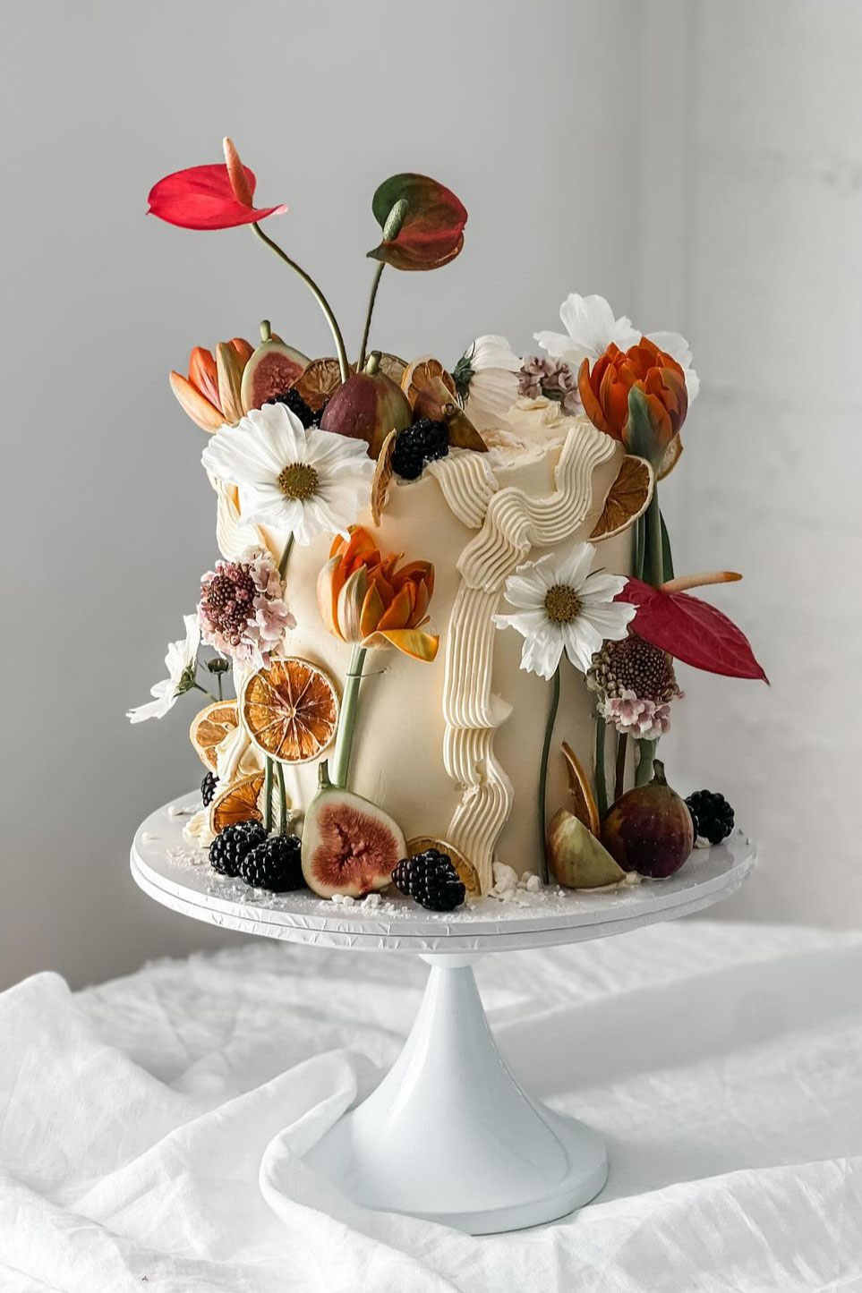 fall floral fig cake