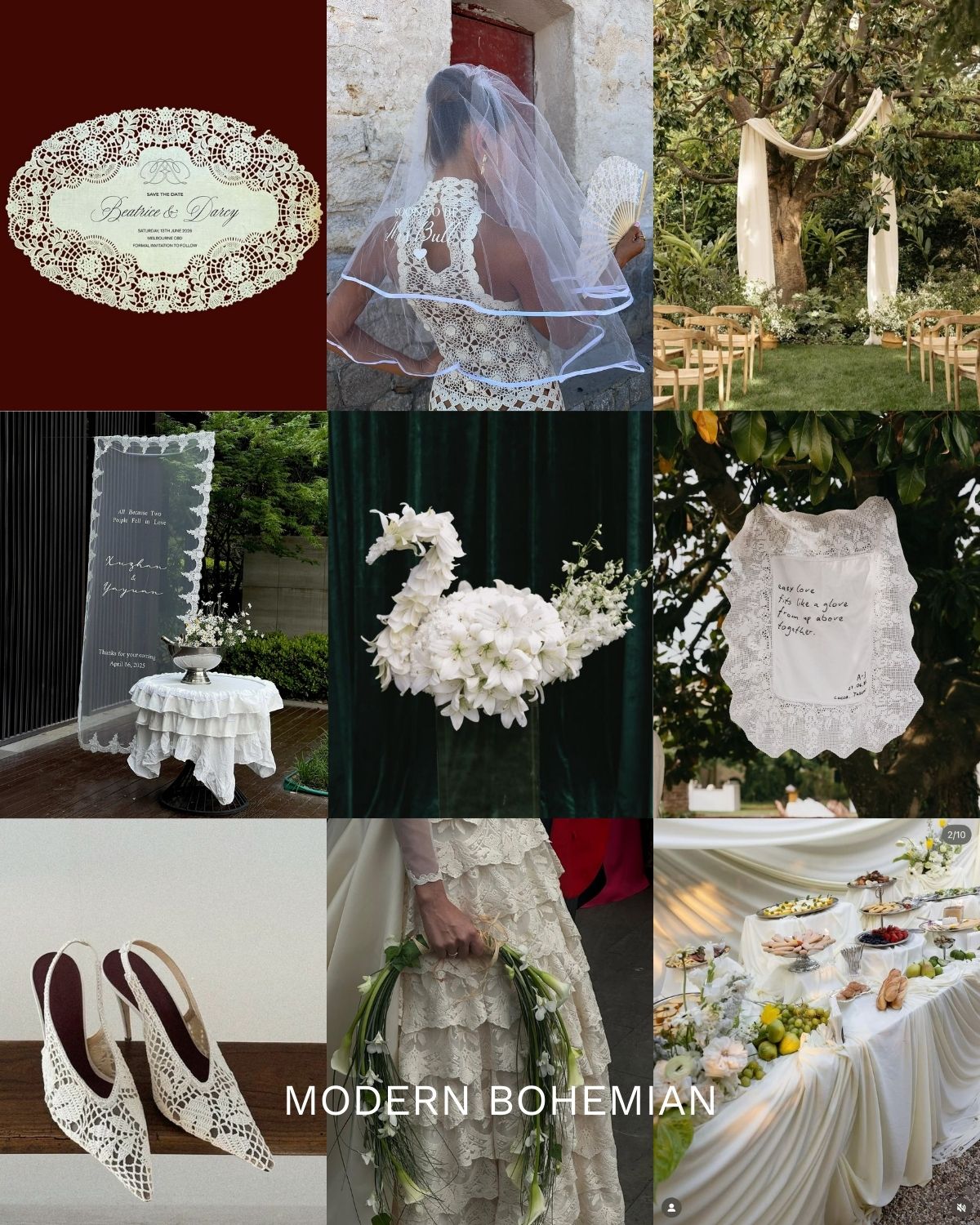 modern bohemian wedding style