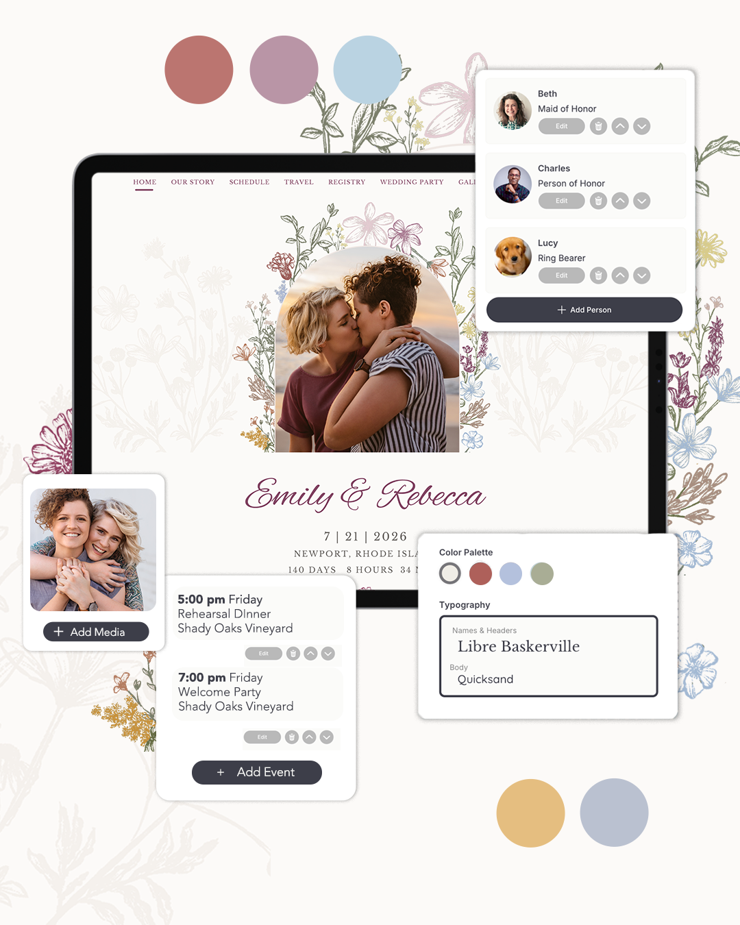 Lovebird - Wedding Websites - Upgraded Features - Greenery & Gold Foil