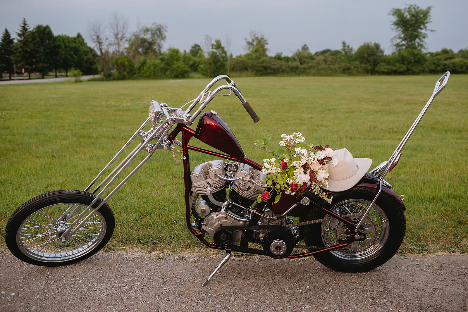 motorcycle wedding getaway car