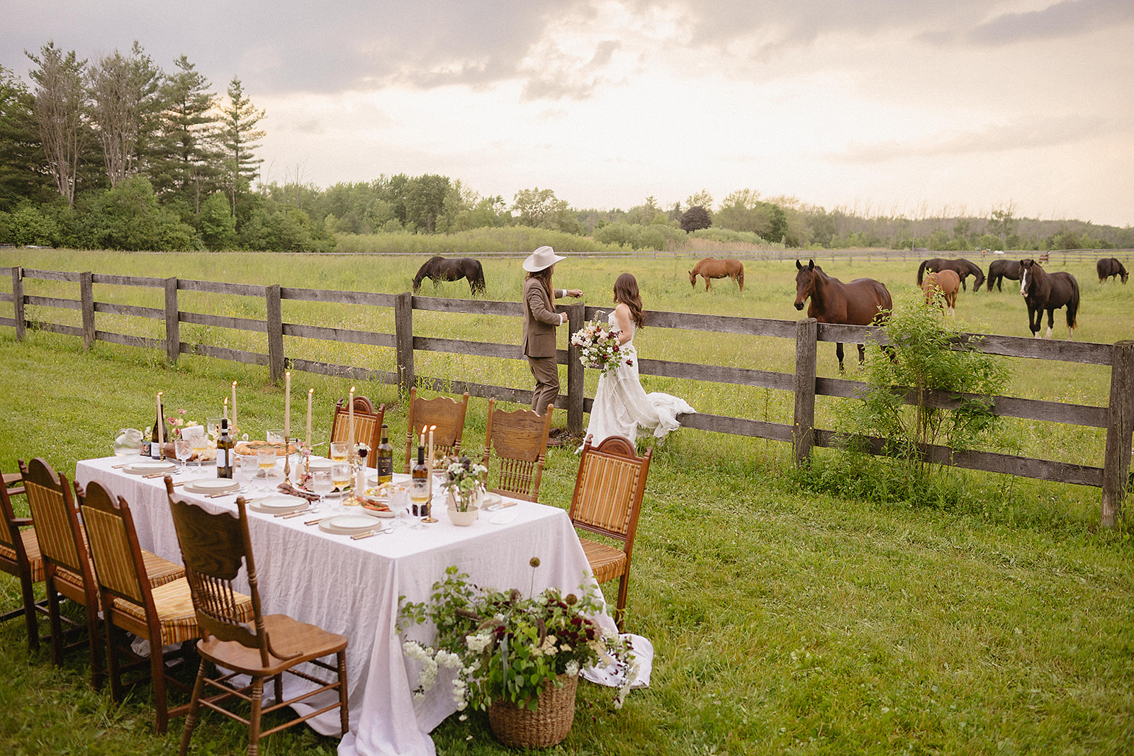 Rustic countryside wedding reception