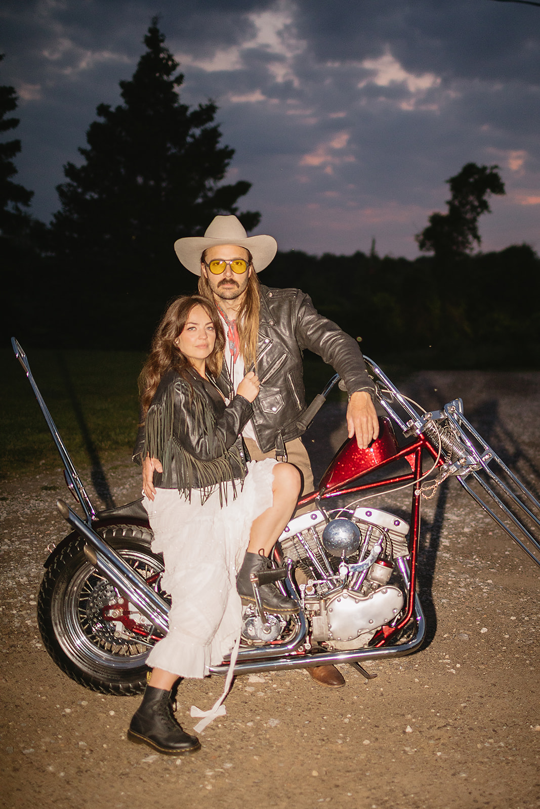 motorcycle wedding getaway car