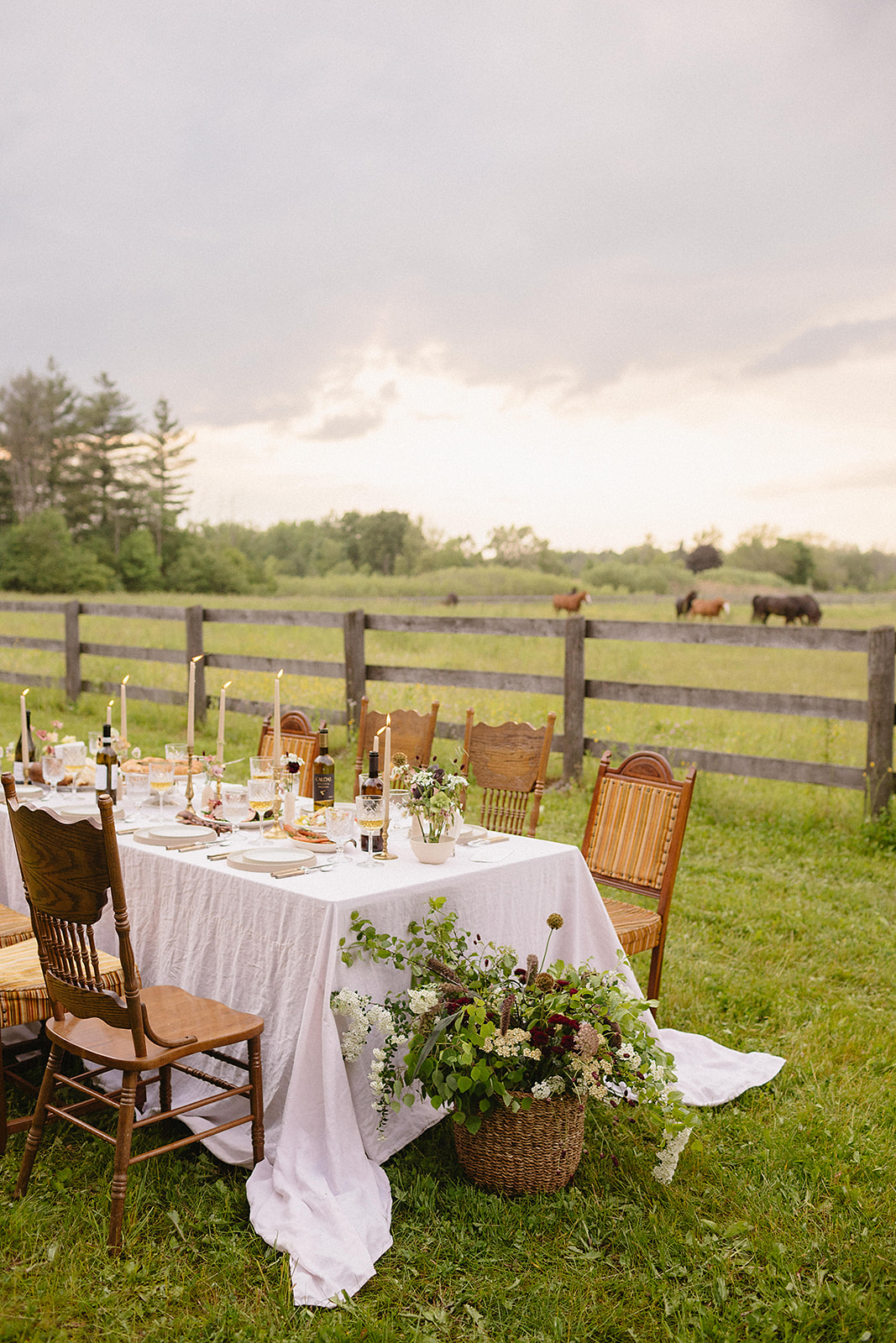 Rustic countryside wedding reception