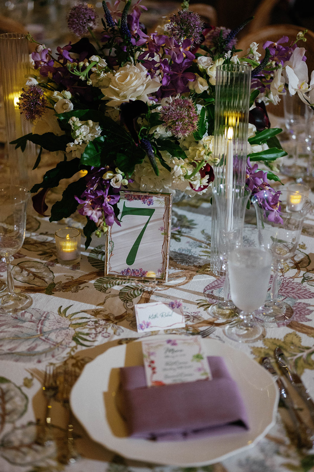 table design at a wedding at Flagler Museum