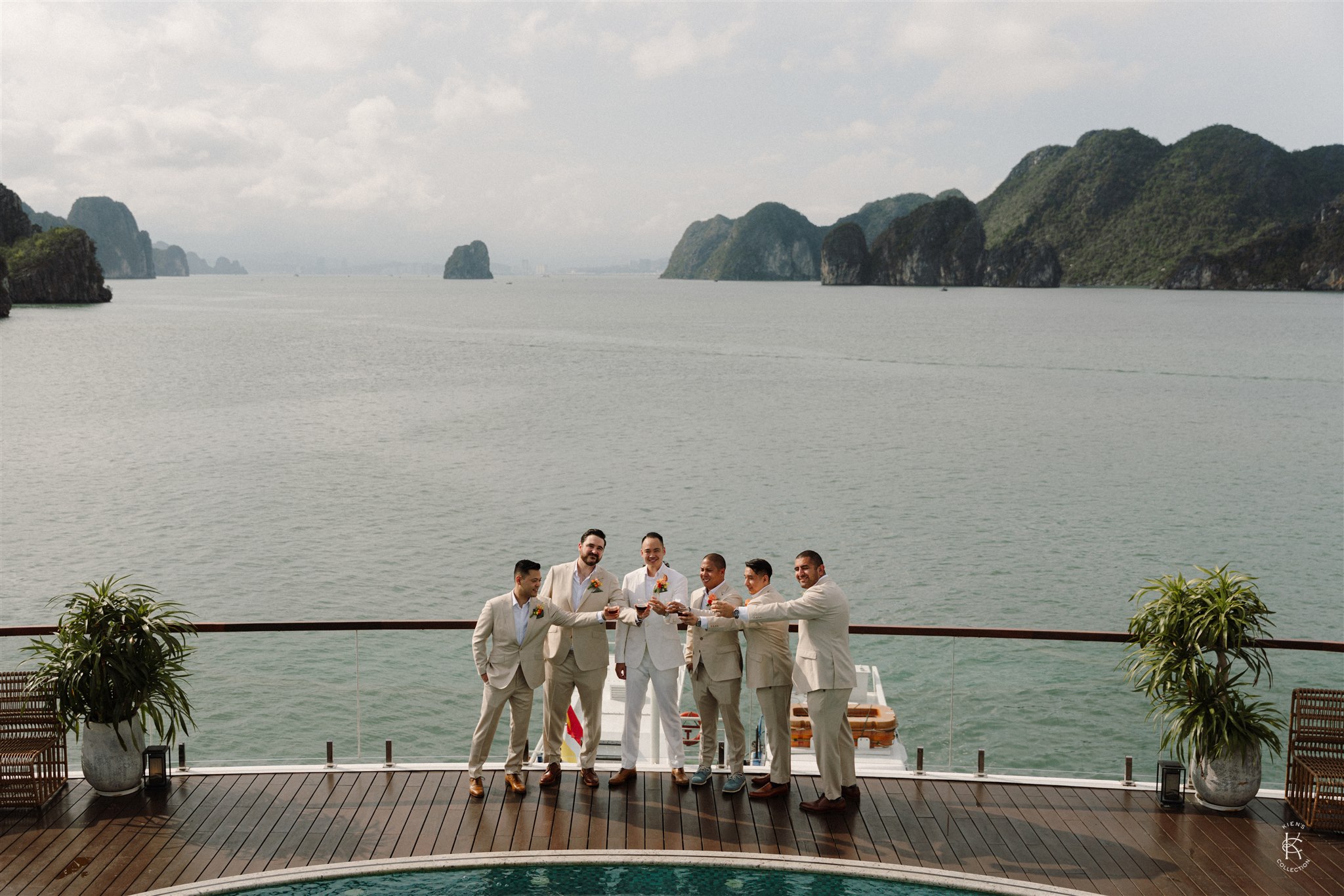 groomsmen in Halong Bay