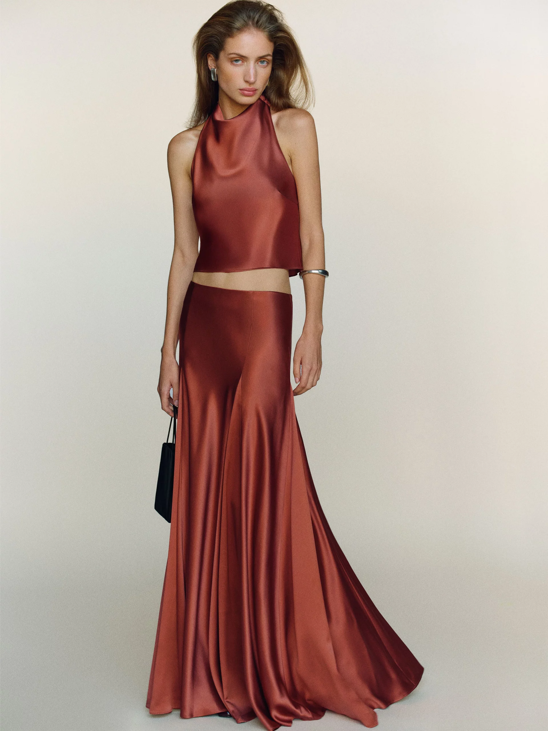 silk wedding guest gown