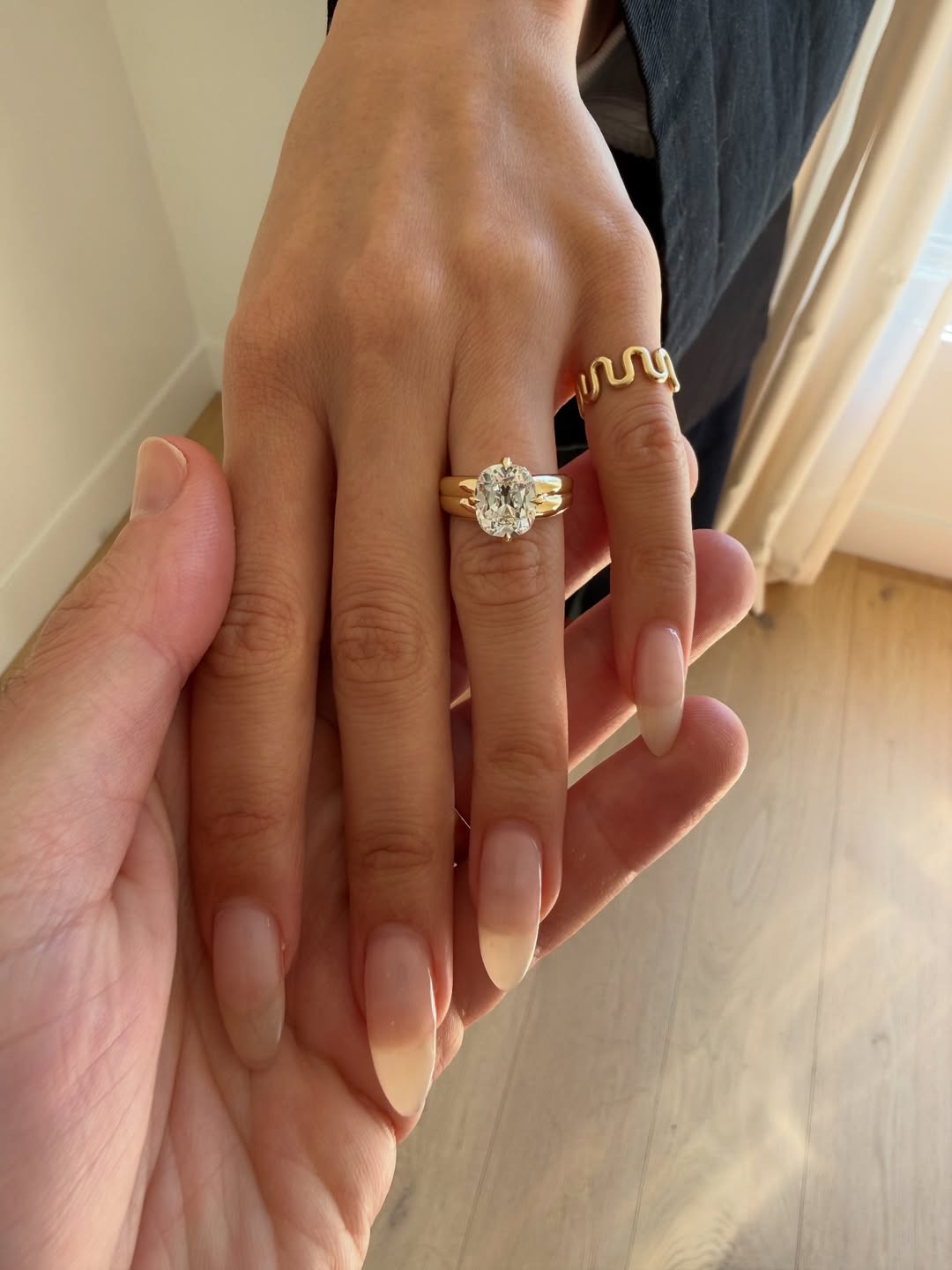 Thick band engagement ring