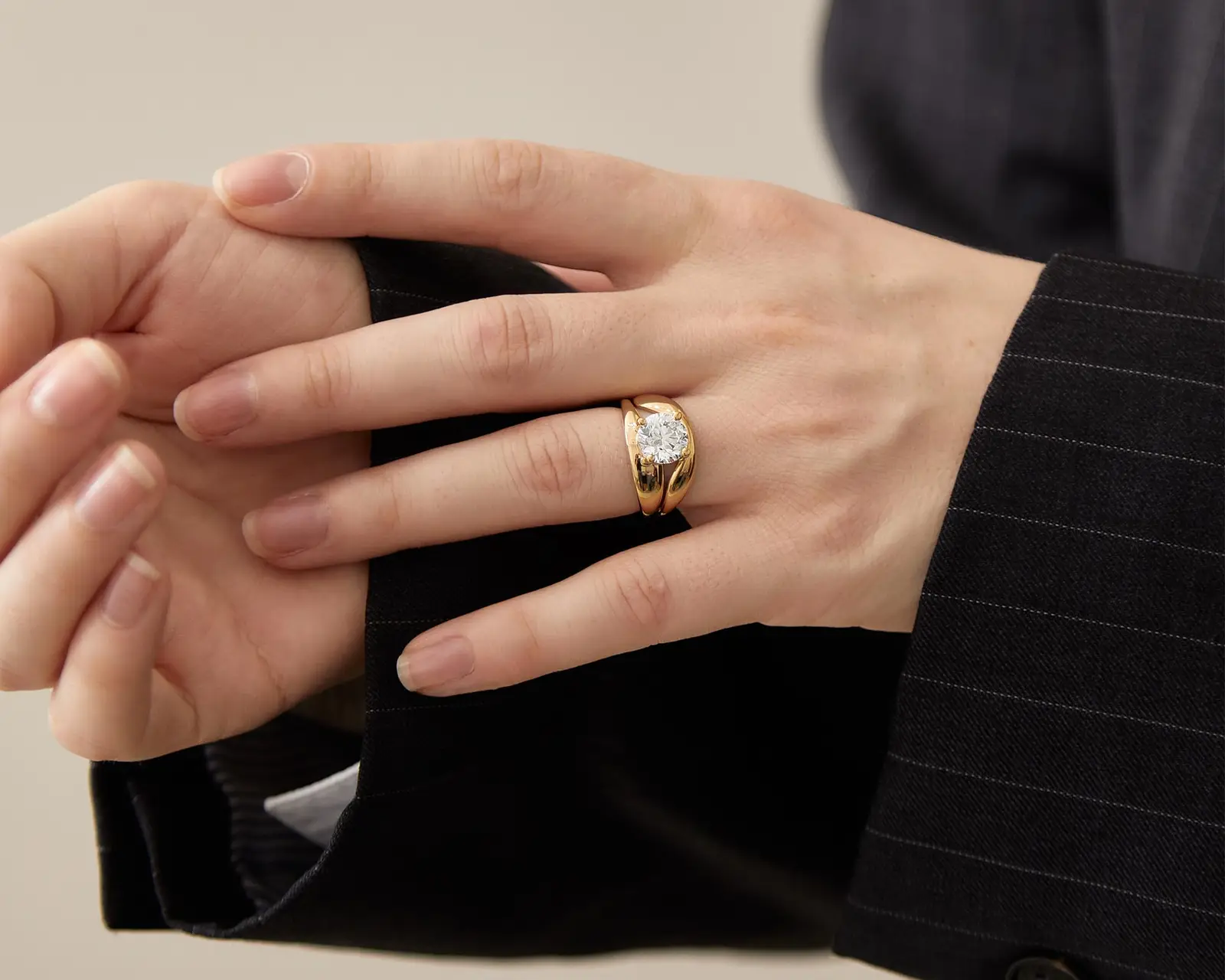 cigar band engagement ring