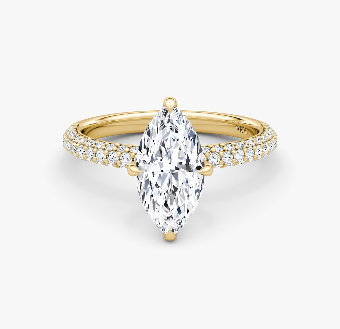 The Pavé Dome Marquise Yellow Gold Engagement Ring