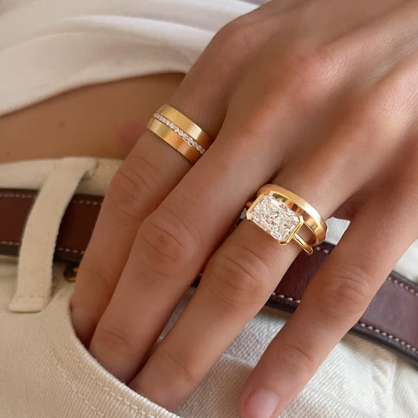 East West engagement ring trend