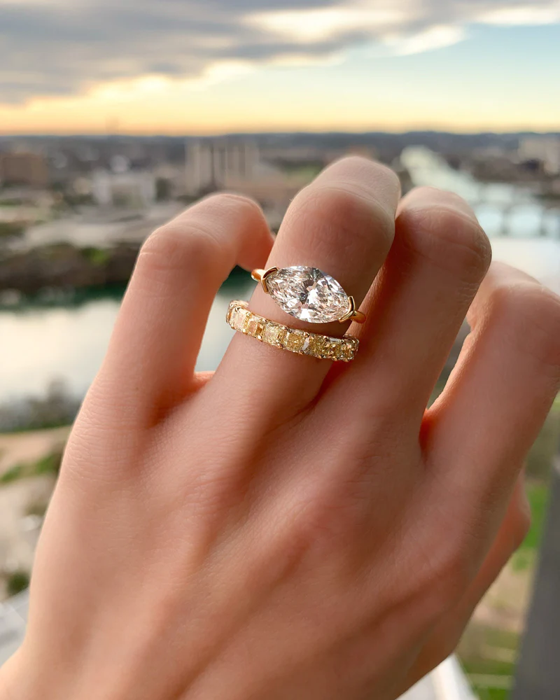 East West engagement ring trend