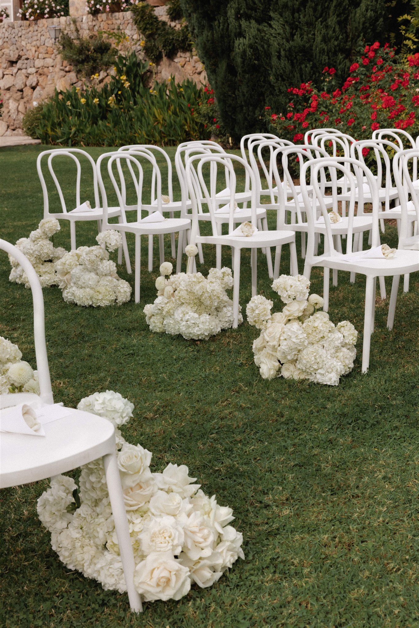 all white wedding ceremony design, inspired by Pantone Cloud Dancer
