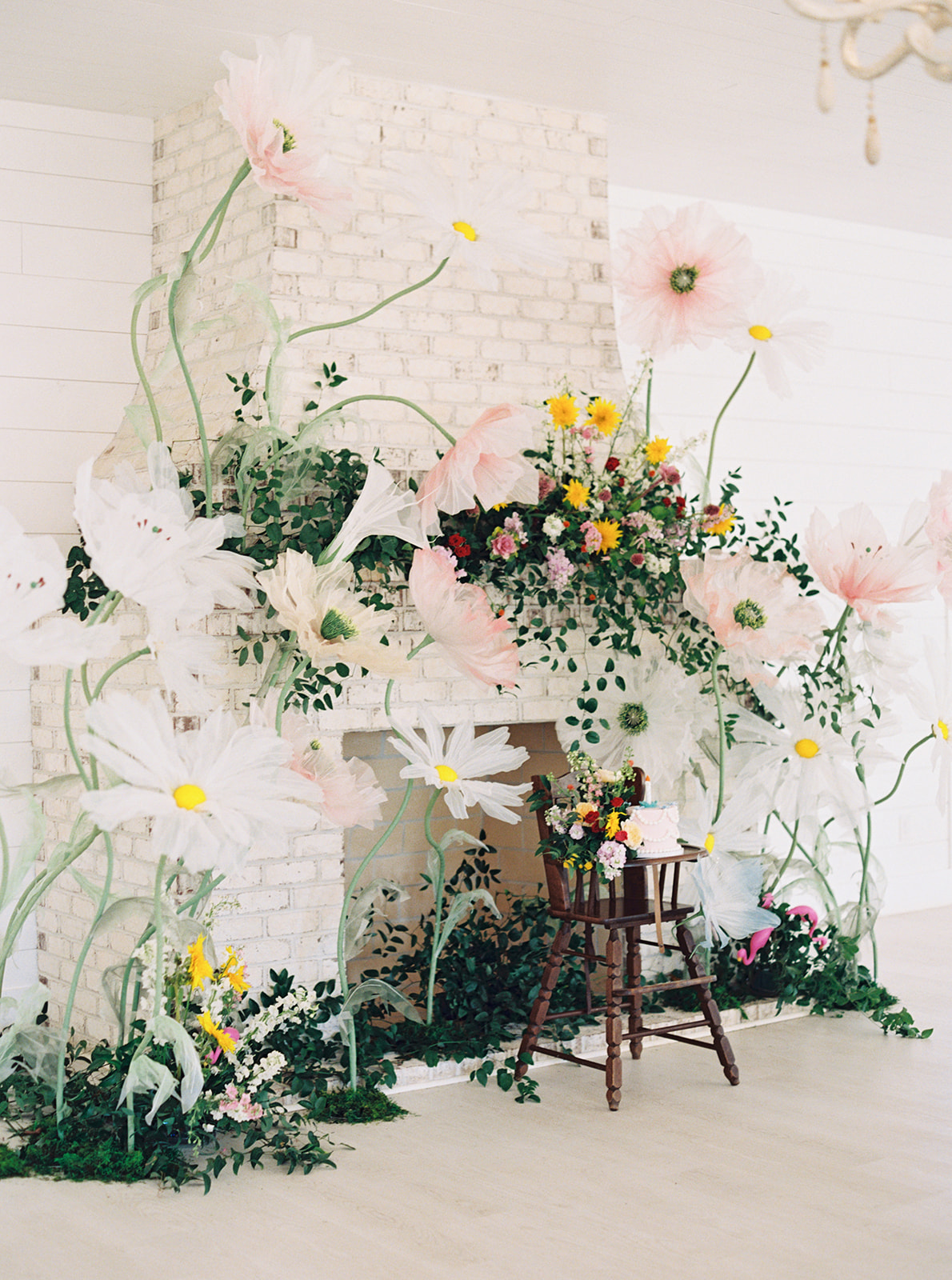 First birthday party floral decor