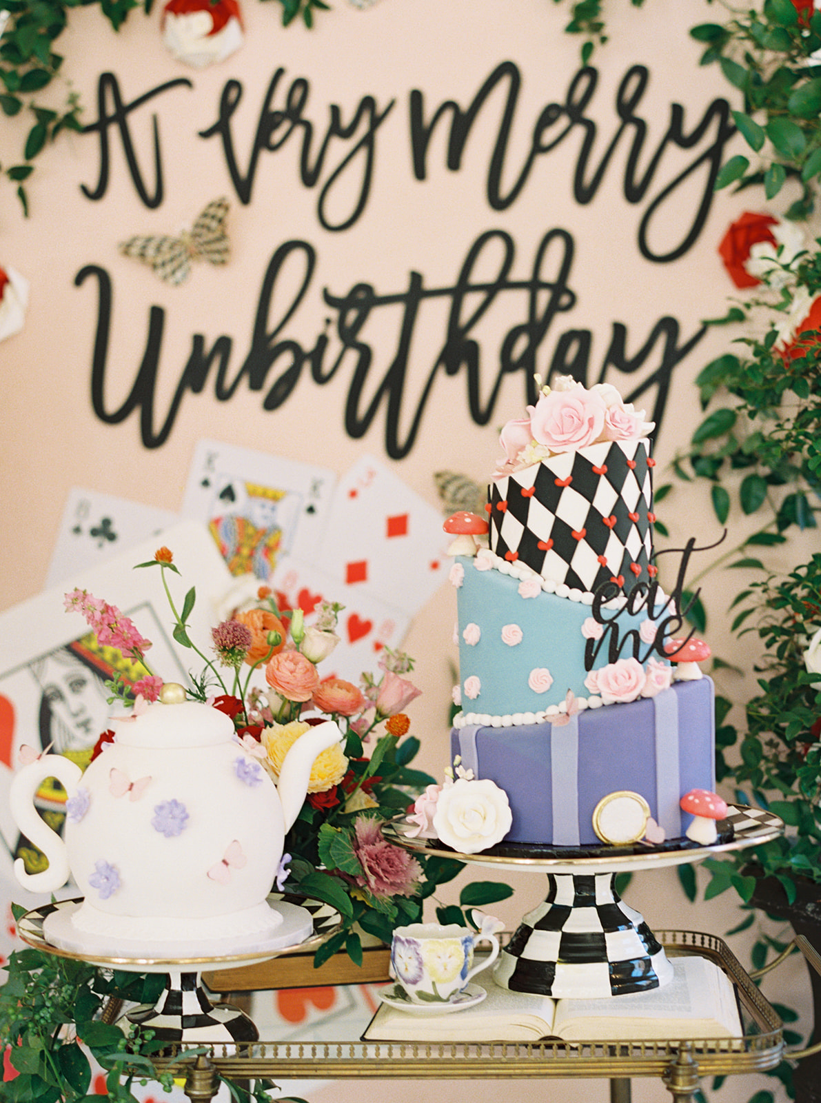 Alice in Wonderland birthday party cake display