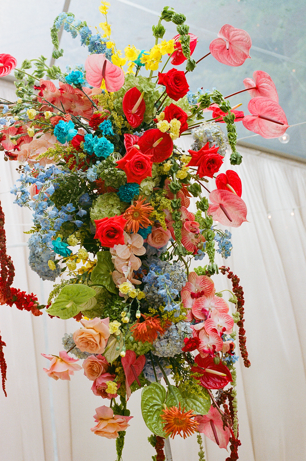 Bright florals at a colorful Chicago wedding ceremony