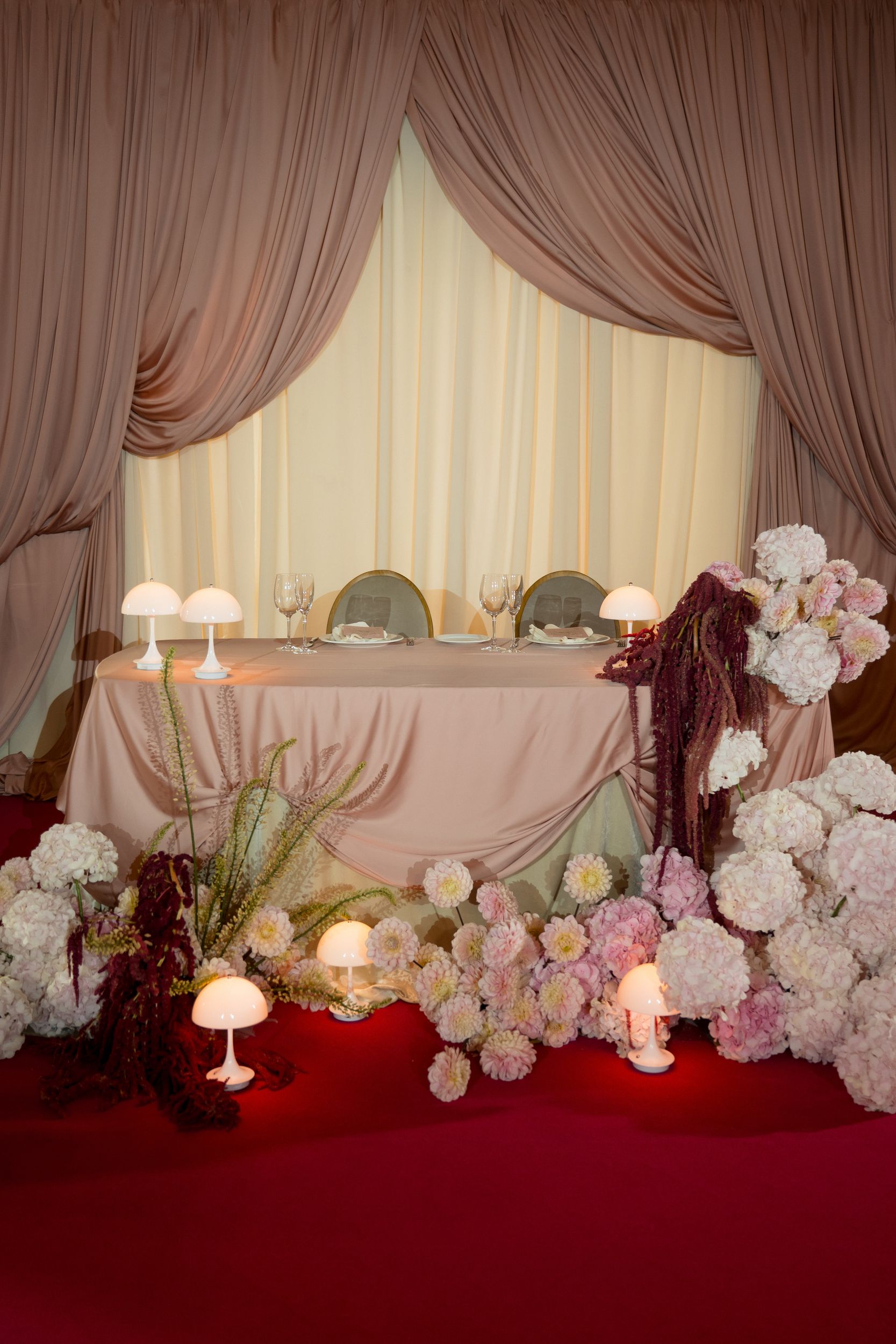 pink spring dinner reception table