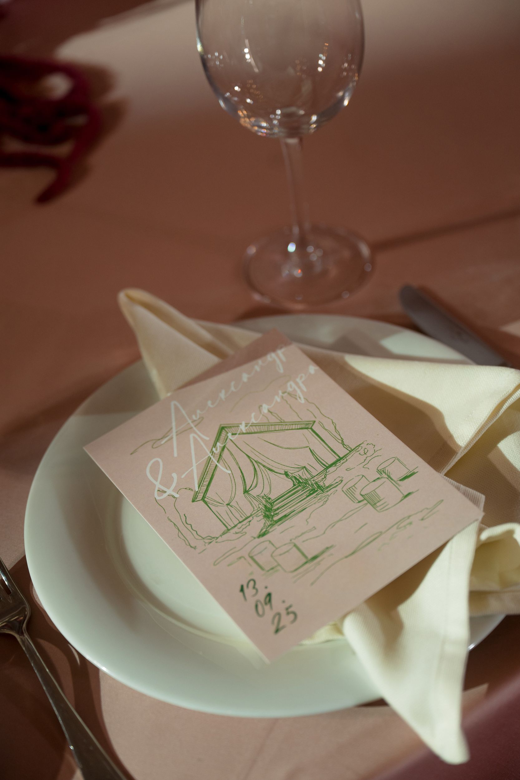 wedding reception with menu