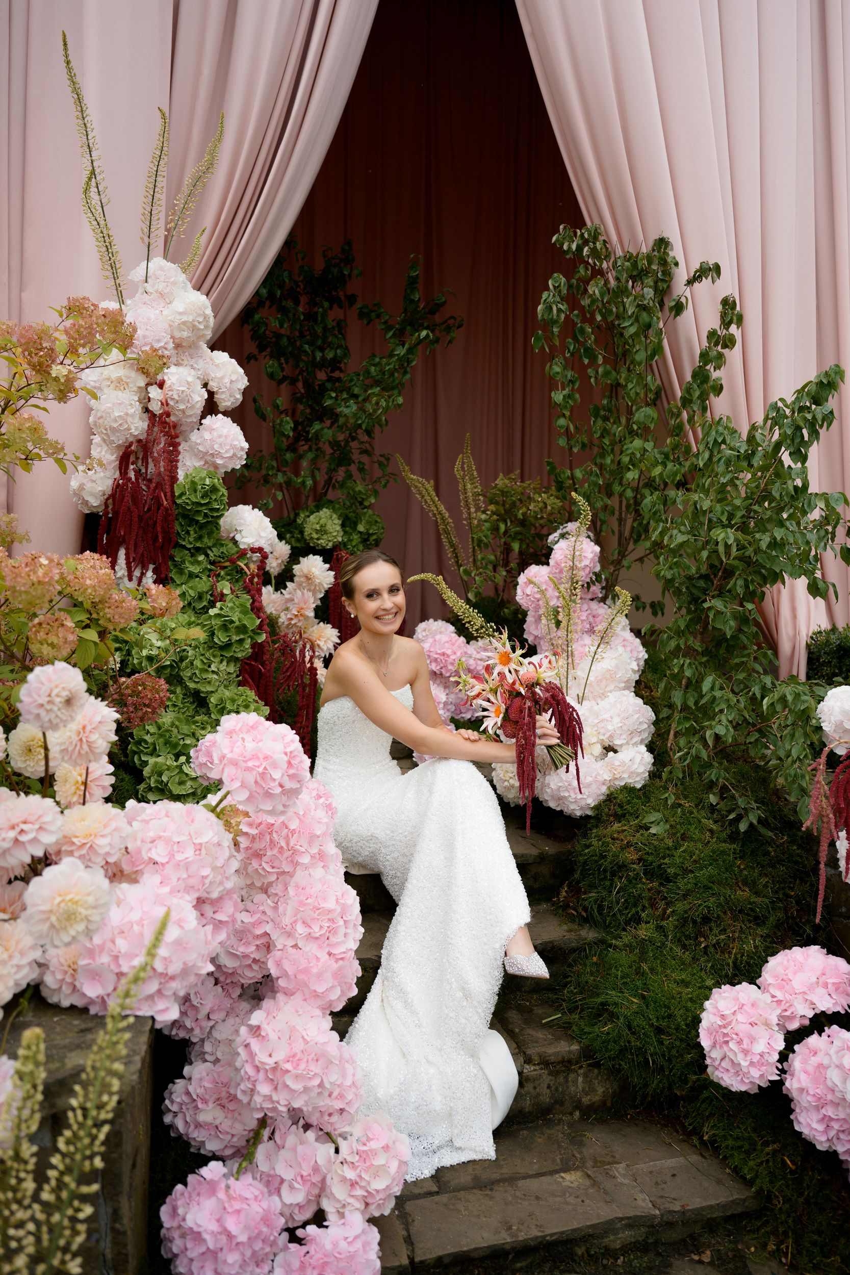 bridal portrait with spring flowers